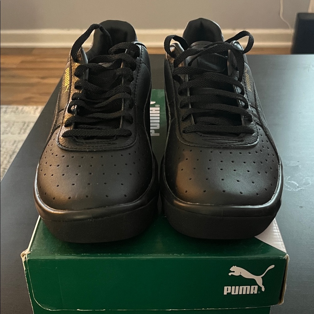 PUMA Kid’s Black Leather Sneakers